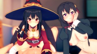 与惠惠和悠悠三人行KONOSUBAHENTAI